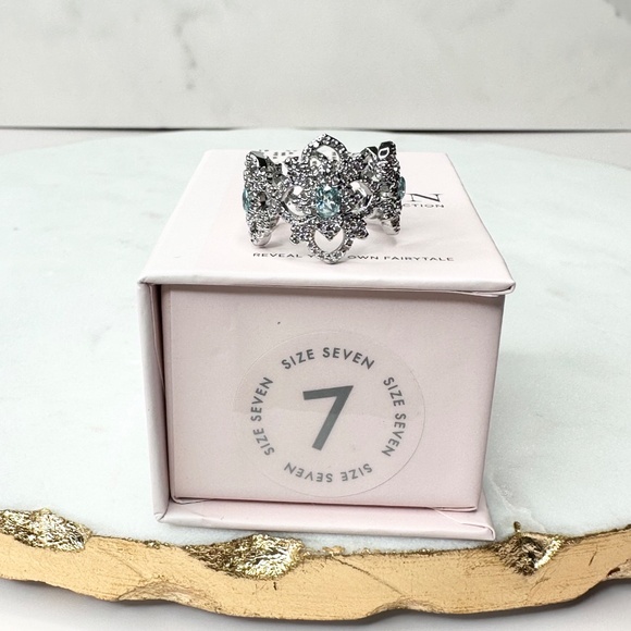 Bomb Party Reign Princess A Blooming Queen RBP7672 Aqua Cubic Zirconia Ring NWT - Picture 5 of 9